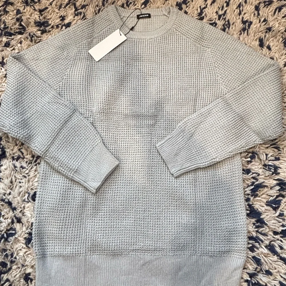 NWT ✨ Men's J.MIEER Light Gray Waffle Knit Crewneck Sweater- L